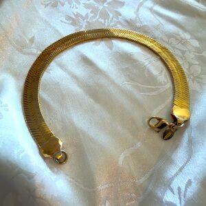 Monet Gold Tone Thick Herringbone Chain Bracelet
